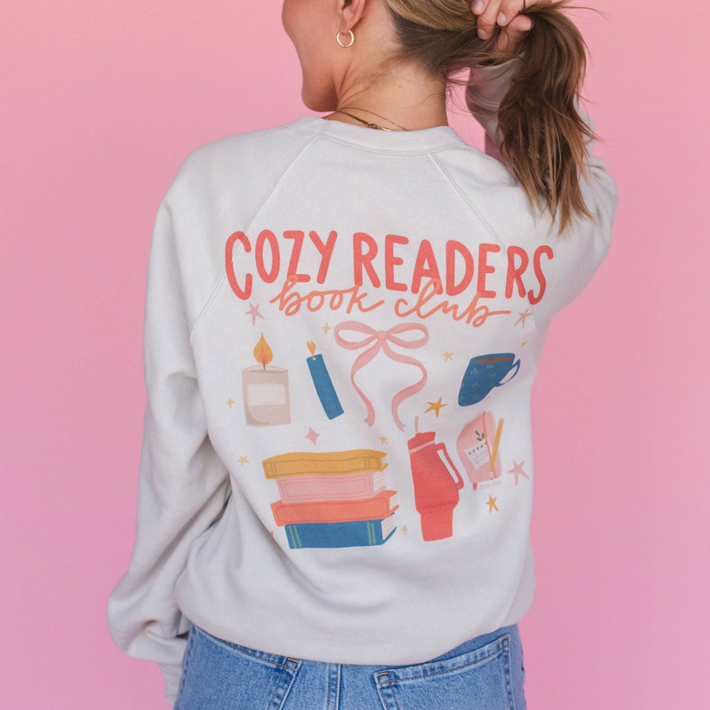Cozy Readers Book Club Sweatshirt - Heather Dust: L
