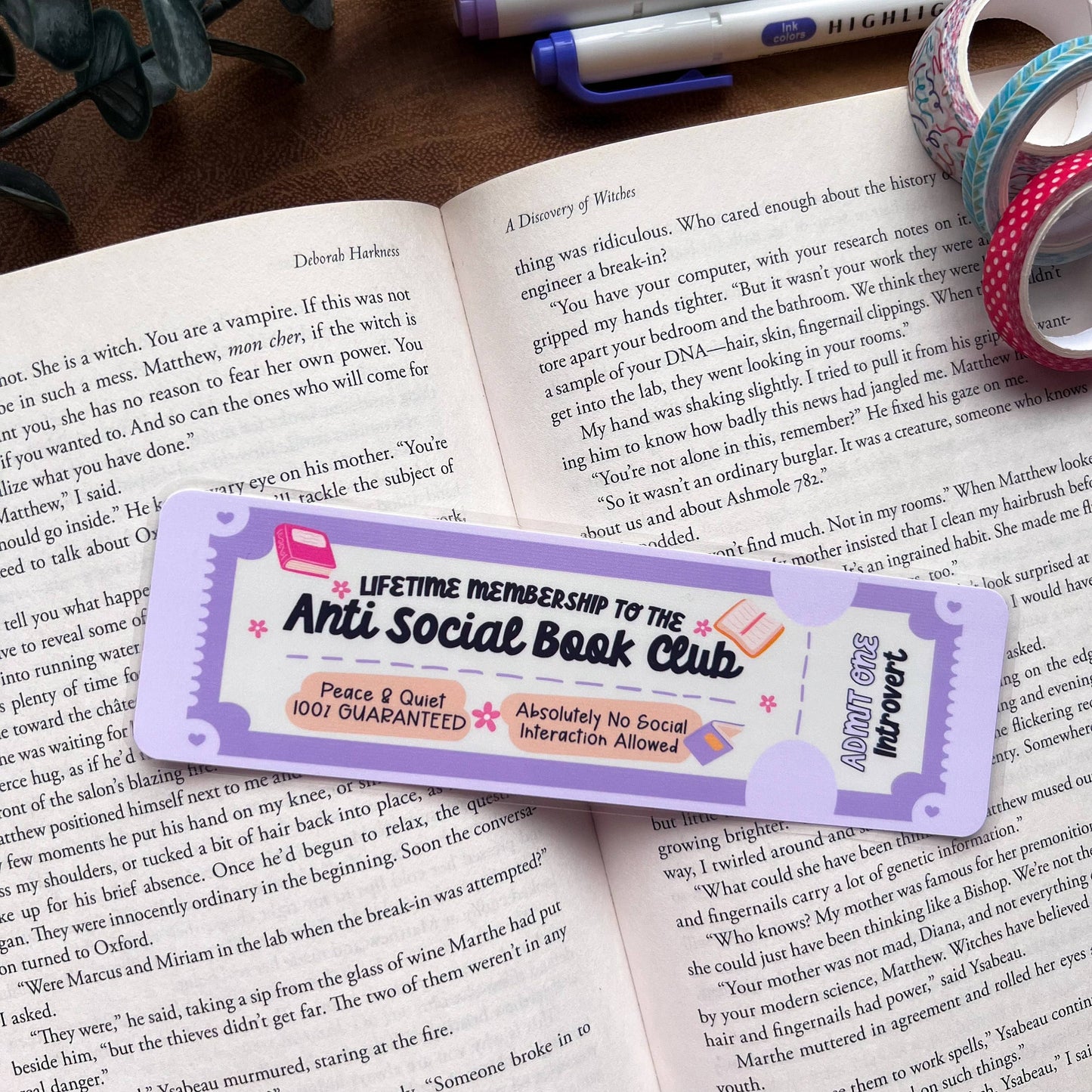 Bookish Trope Ticket Bookmarks: No Tassel / Anti Social
