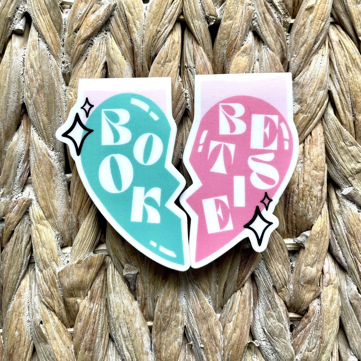 Book Bestie Friendship Heart Necklace Style BFF | Magnetic: Gloss / Set of 2