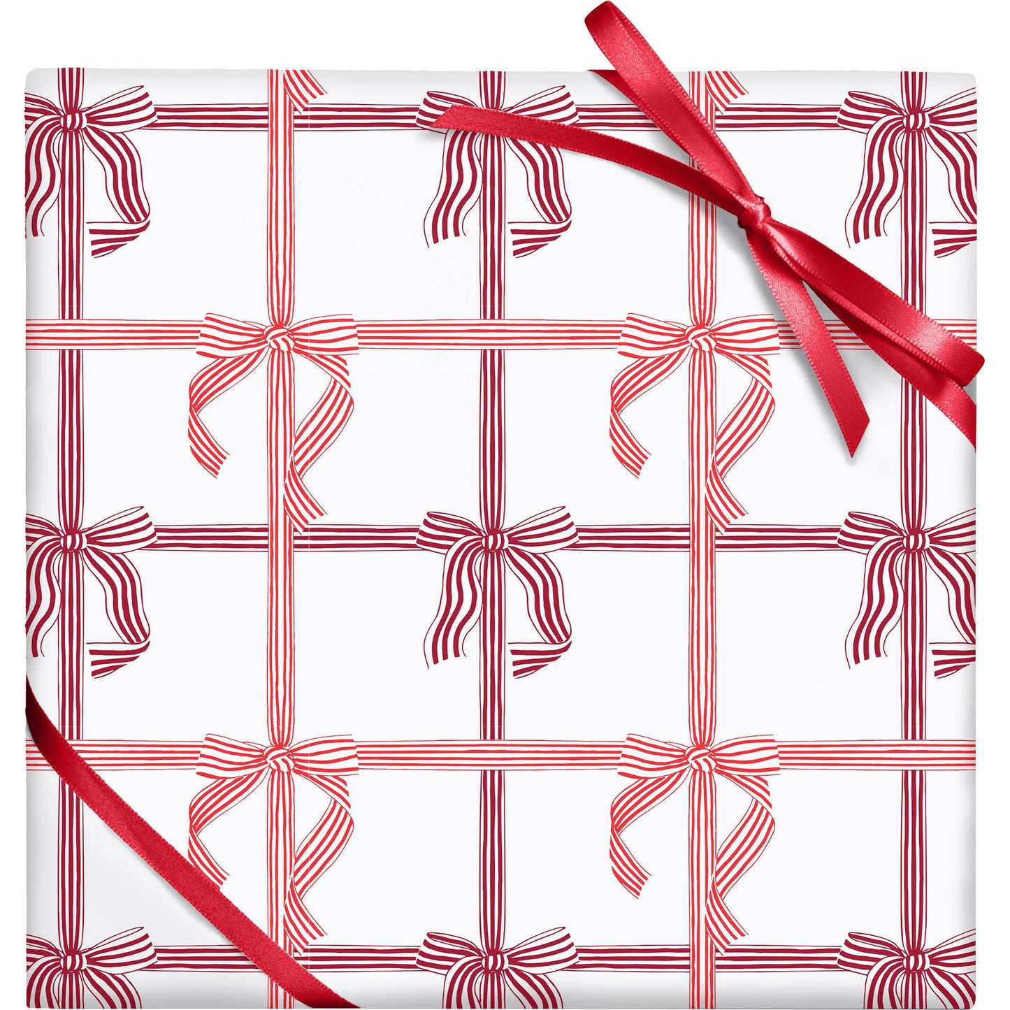 Peppermint Stripe Bows Wrapping Paper