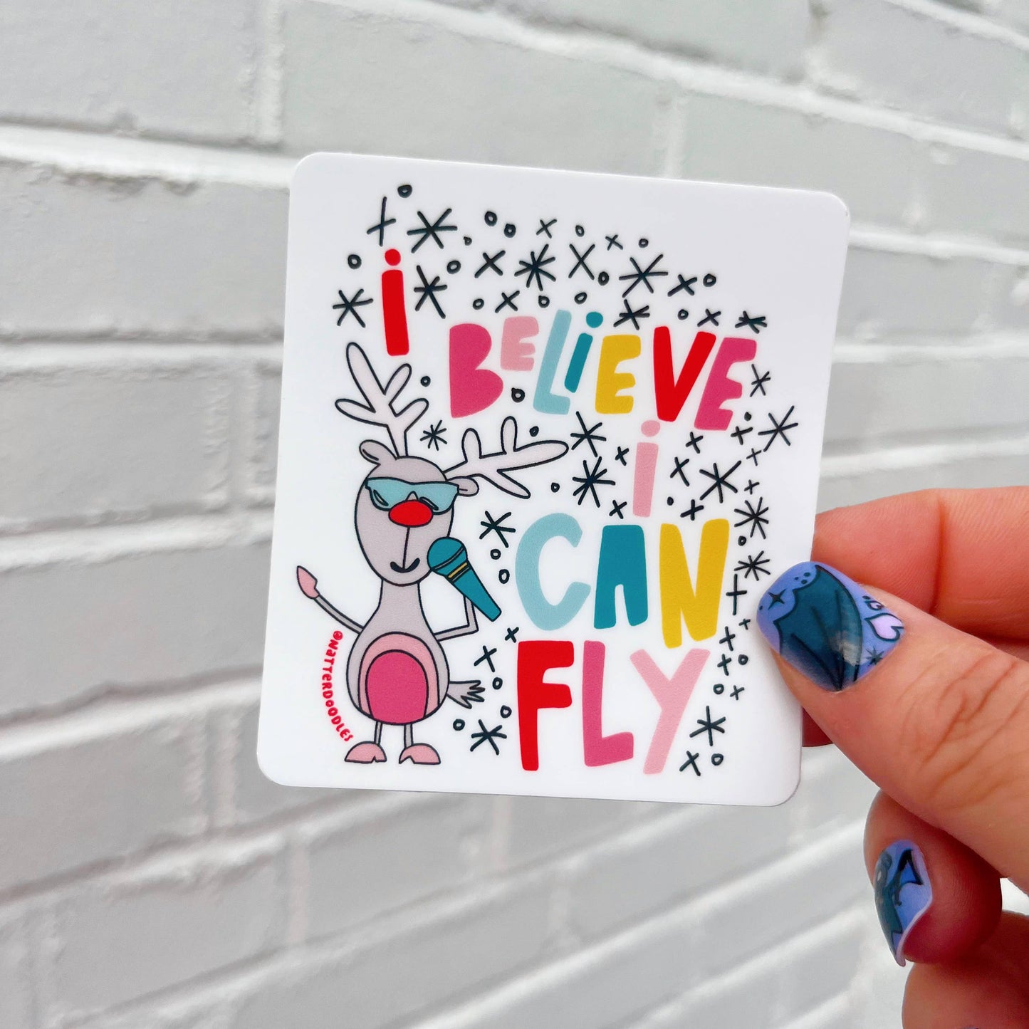 I Believe I Can Fly Rudolph Holiday Christmas Sticker: Single