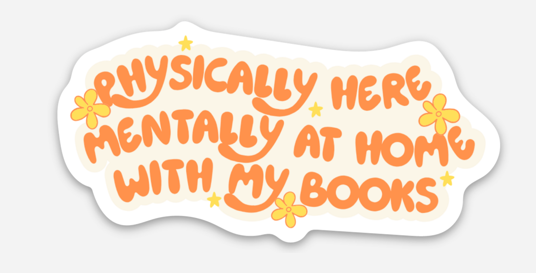 Book Lover's At Home With My Books Bumper Sticker