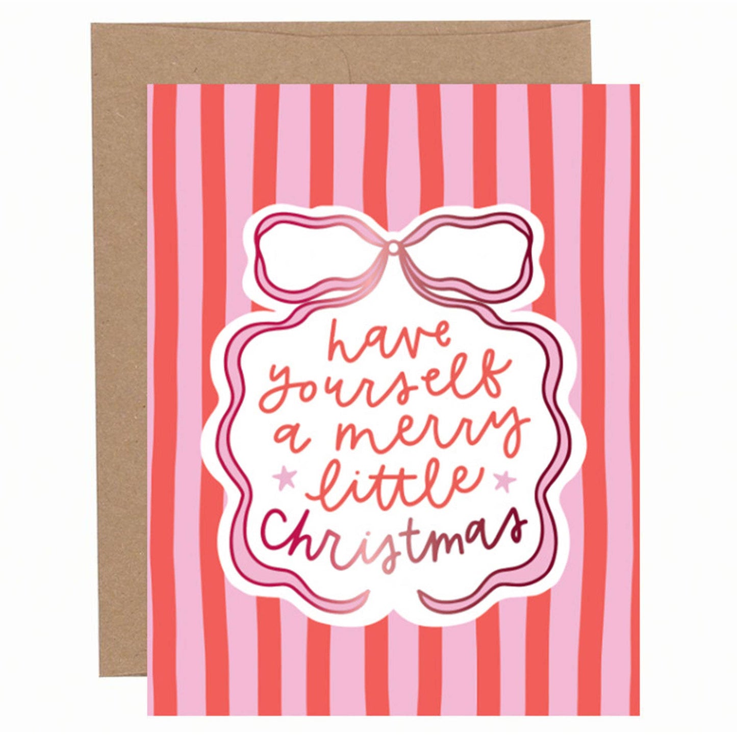 Merry Little Christmas Coquette Bow Holiday Greeting Card