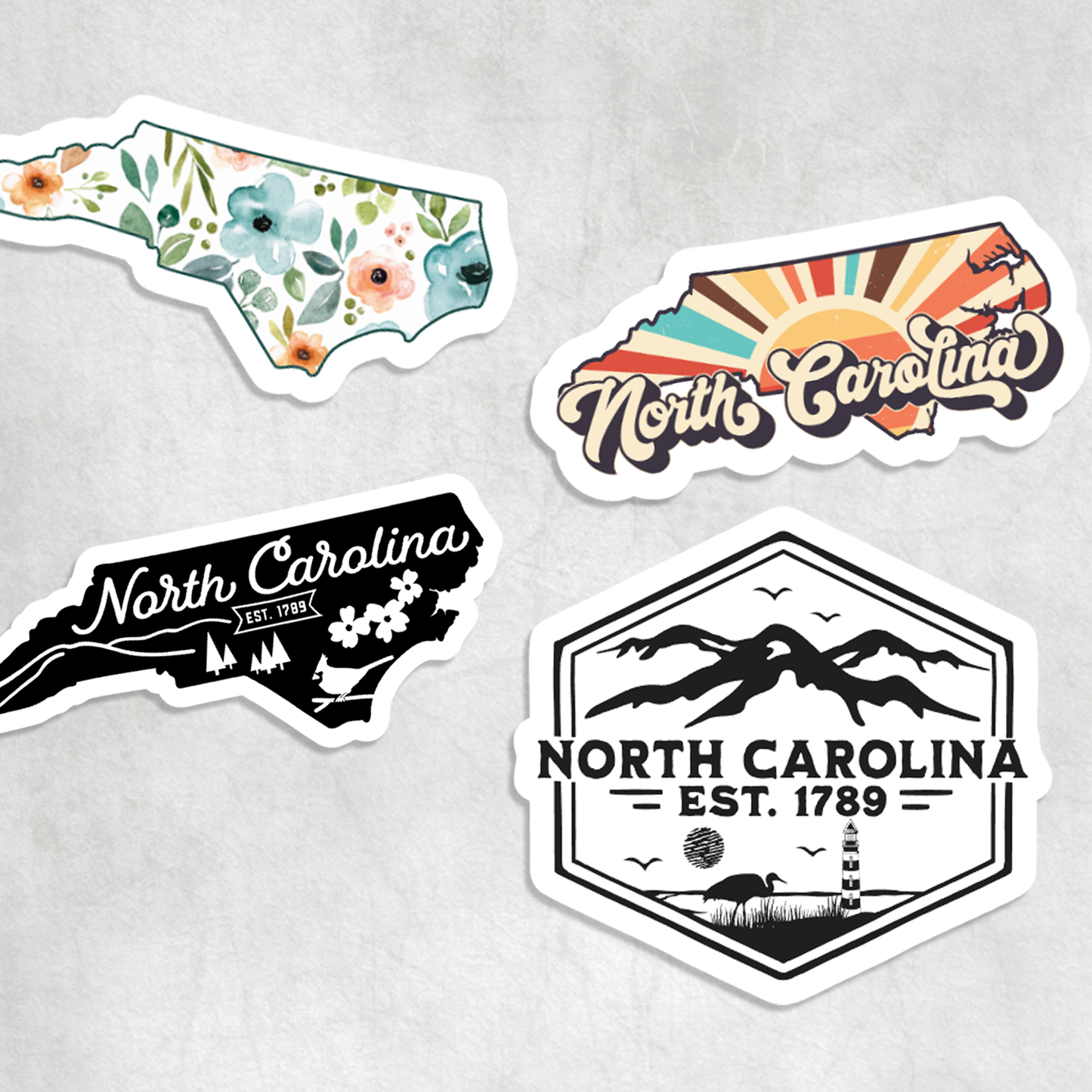 North Carolina Stickers: Design 1 - Floral