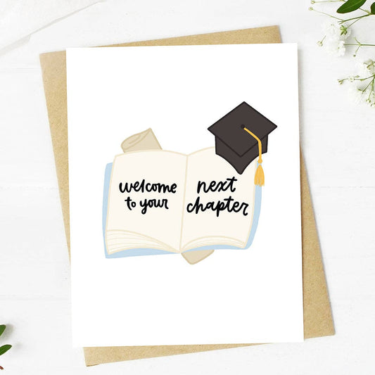 "Welcome to your next chapter" Graduation Book Card