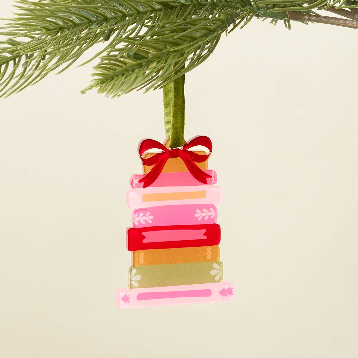Holiday Tree Ornament-Book Stack Shape