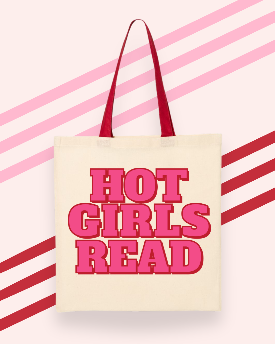 Hot Girls Read Book Tote : Pink Handle