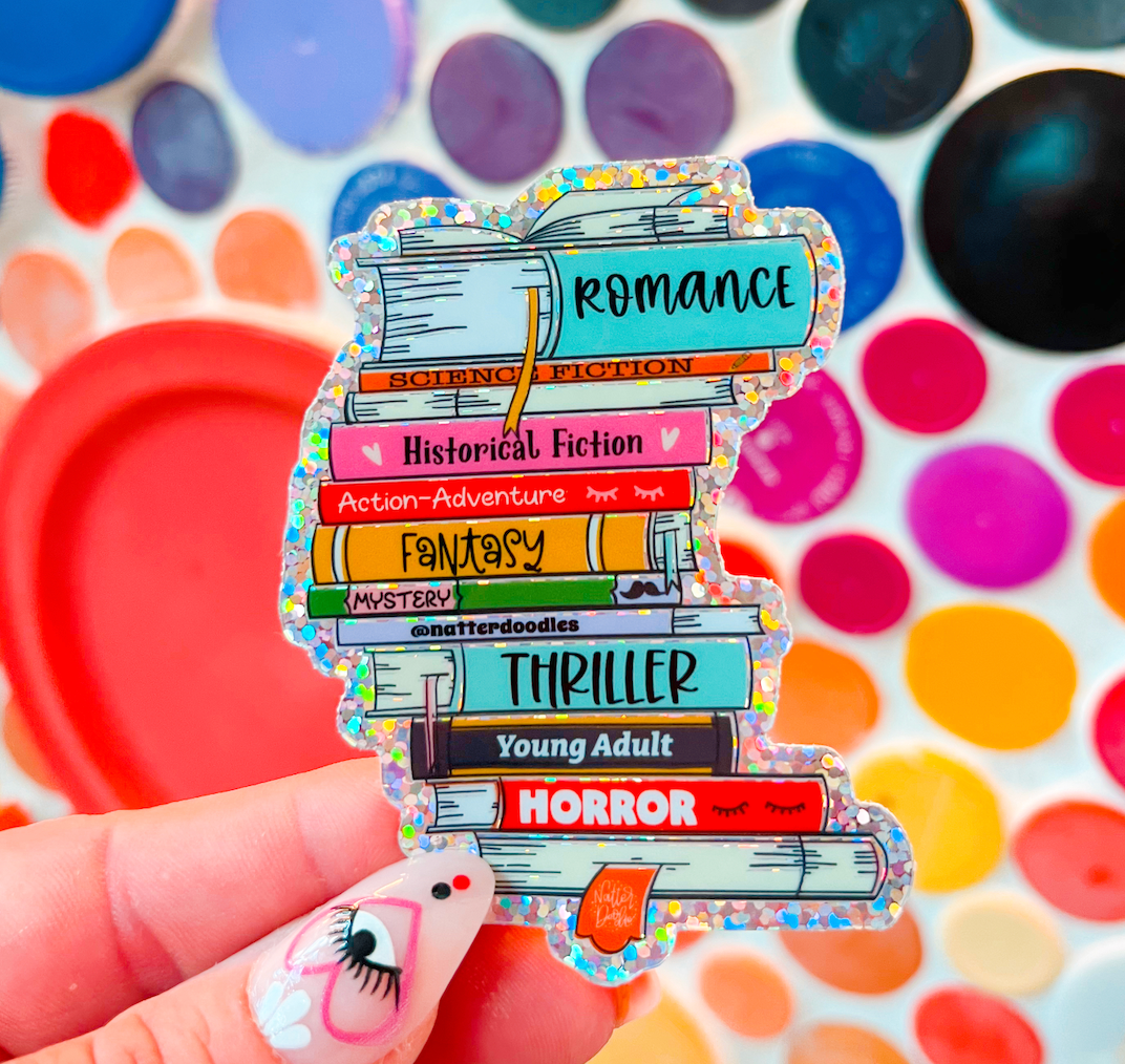 Book Lovers Multi-Genres Stack Sticker