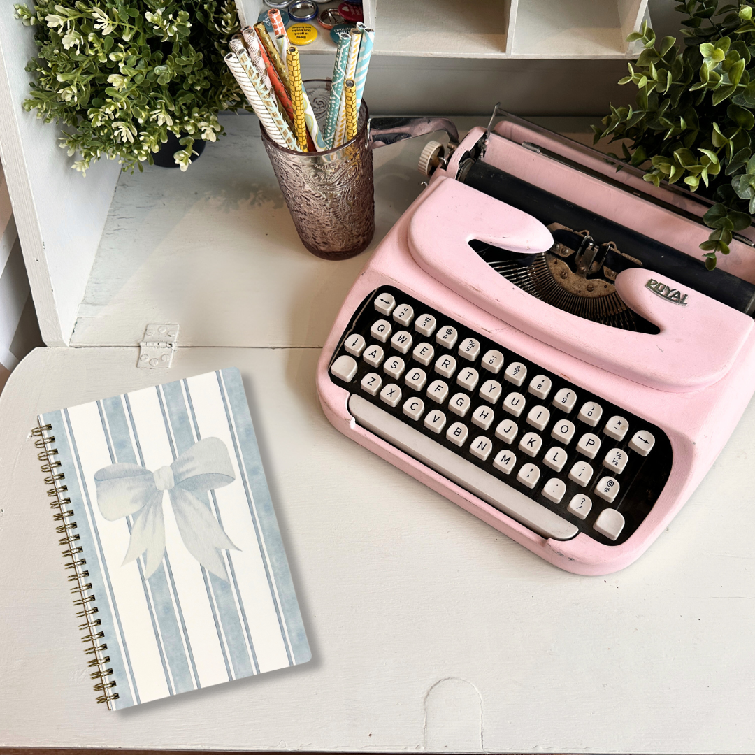 Coquette Blue Striped Bow | Spiral Journal
