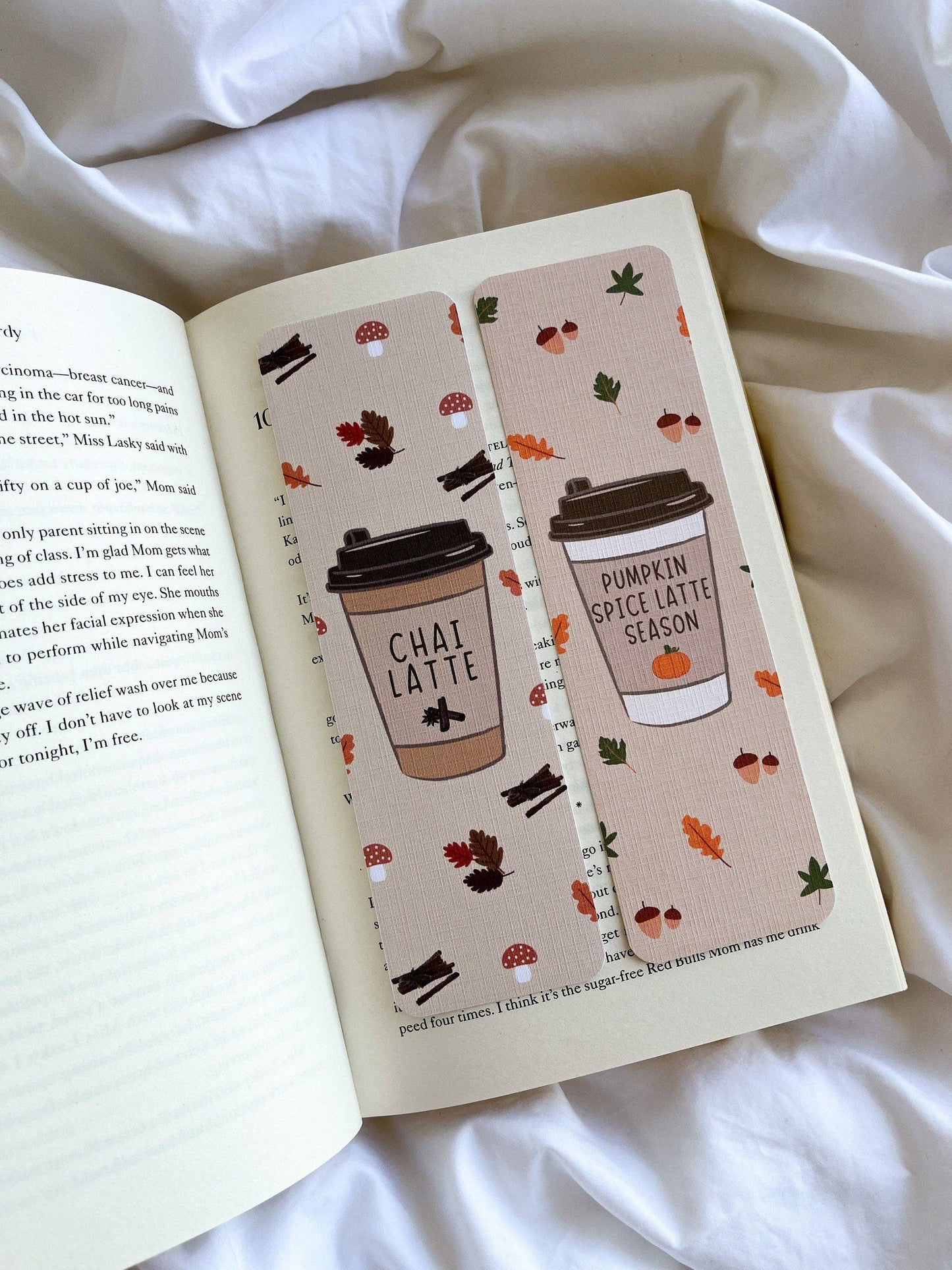 Coffee Bookmark | Autumn Fall Bookmarks | Pumpkin Spice Latte & Chai Latte Bookmark: Pumpkin