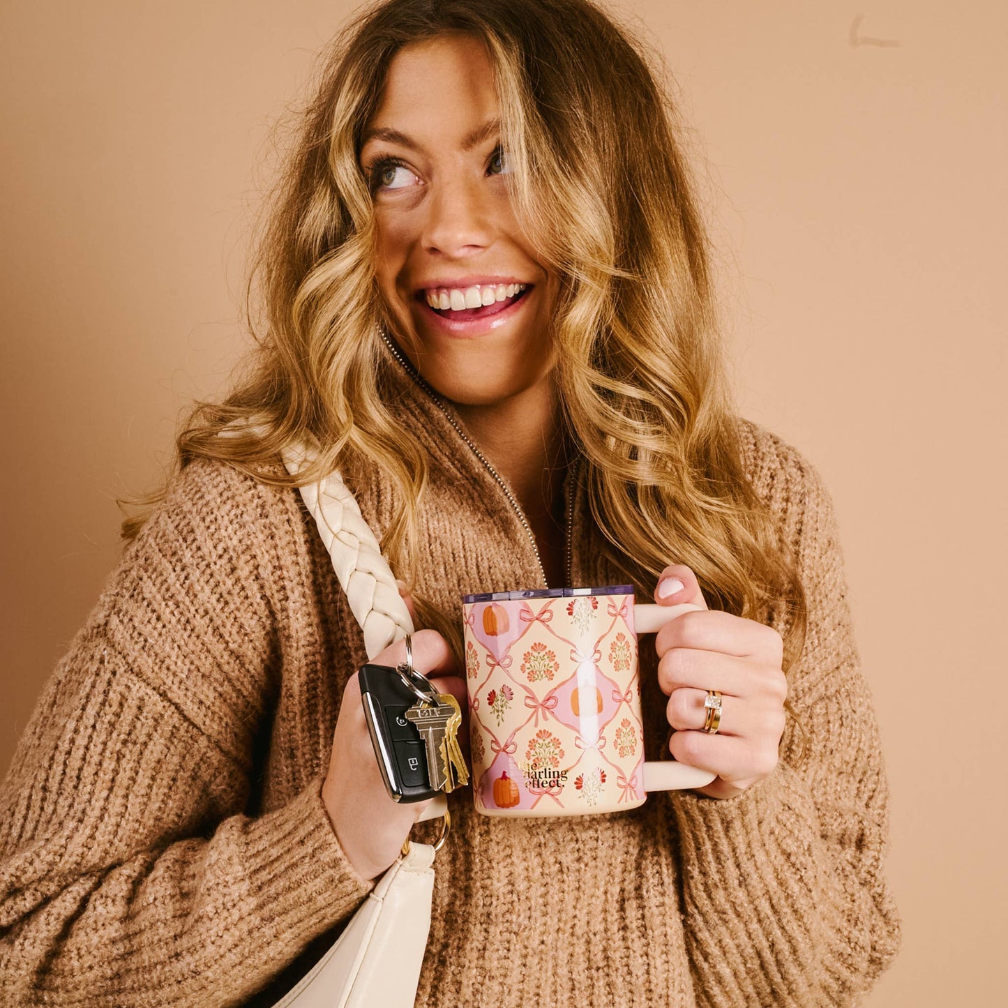 14 oz Insulated Mug-Patchwork Pumpkins