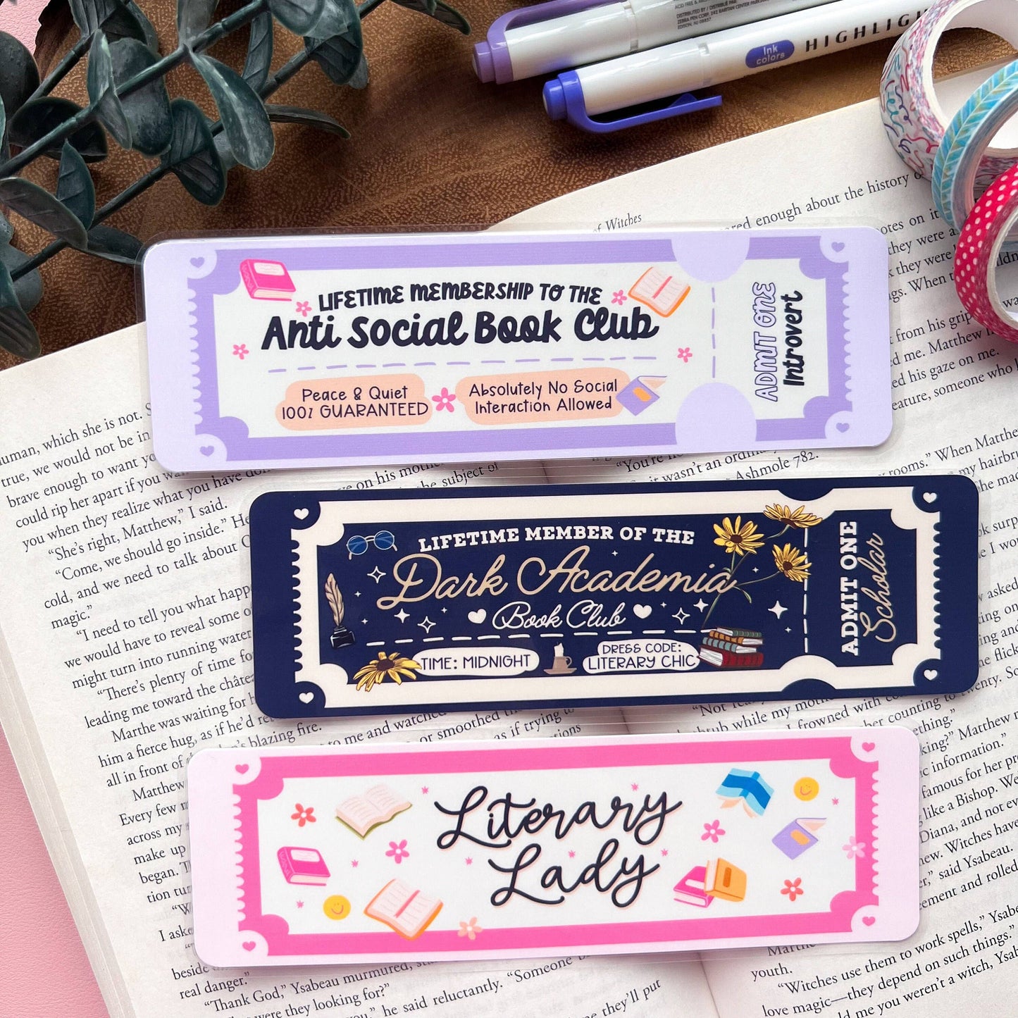 Bookish Trope Ticket Bookmarks: No Tassel / Anti Social
