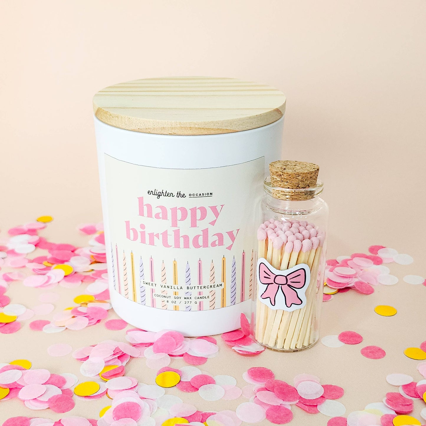 Colorful Happy Birthday Candle in White Tumbler