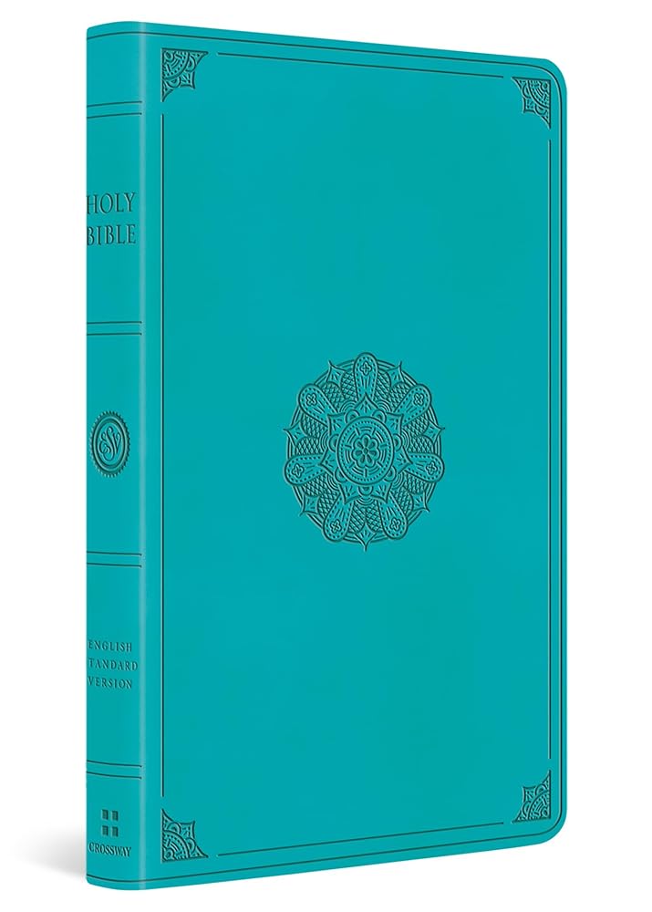 ESV Large Print Value Thinline Bible (TruTone, Turquoise, Emblem Design) cover image