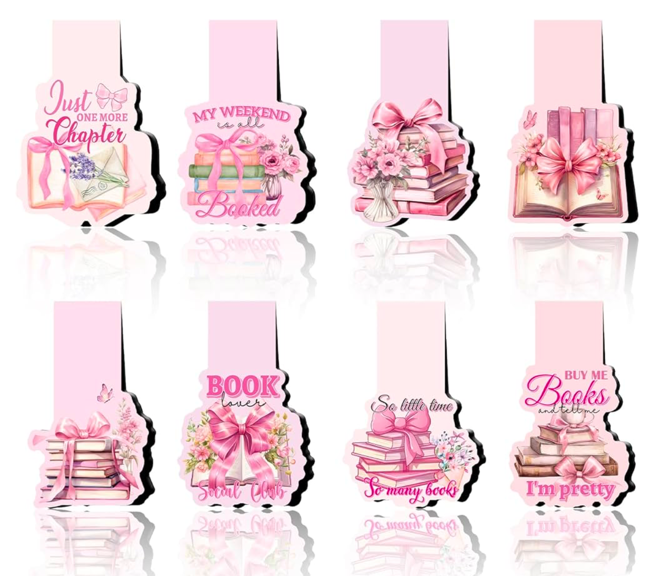 Magnetic pink bow coquete bookmarks
