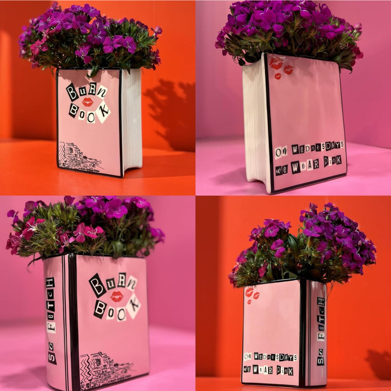 Burn Book Vase, Mean Girls Inspired Decor, Decorative Pink Ceramic Vase