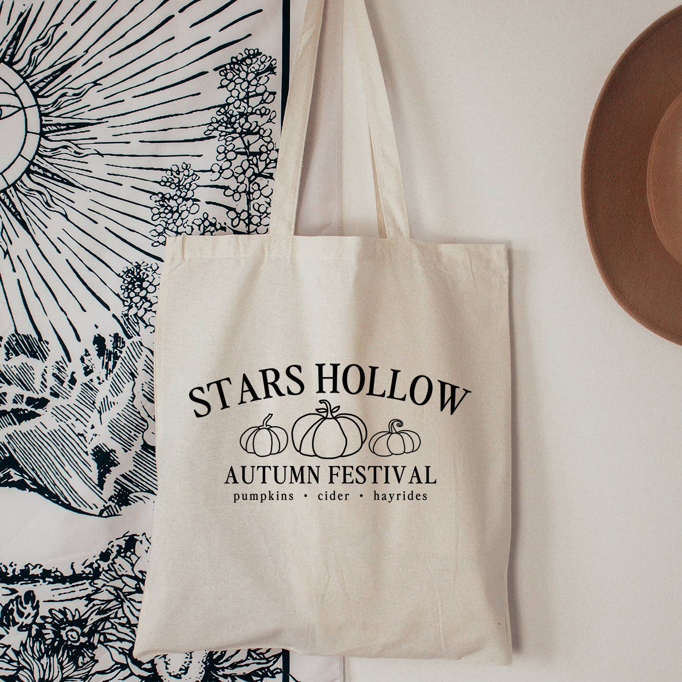 Gilmore Girls Stars Hollow Autumn Festival Tote, Black Print