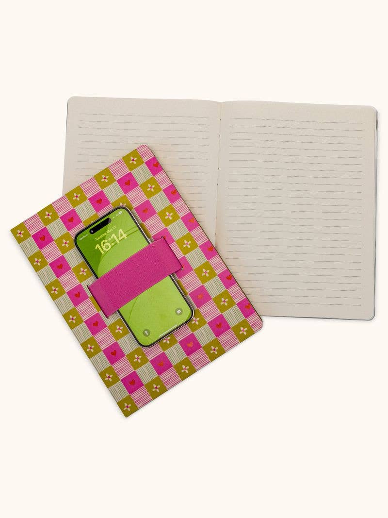 Patchwork Hearts Casey Notebook with Phone Loop