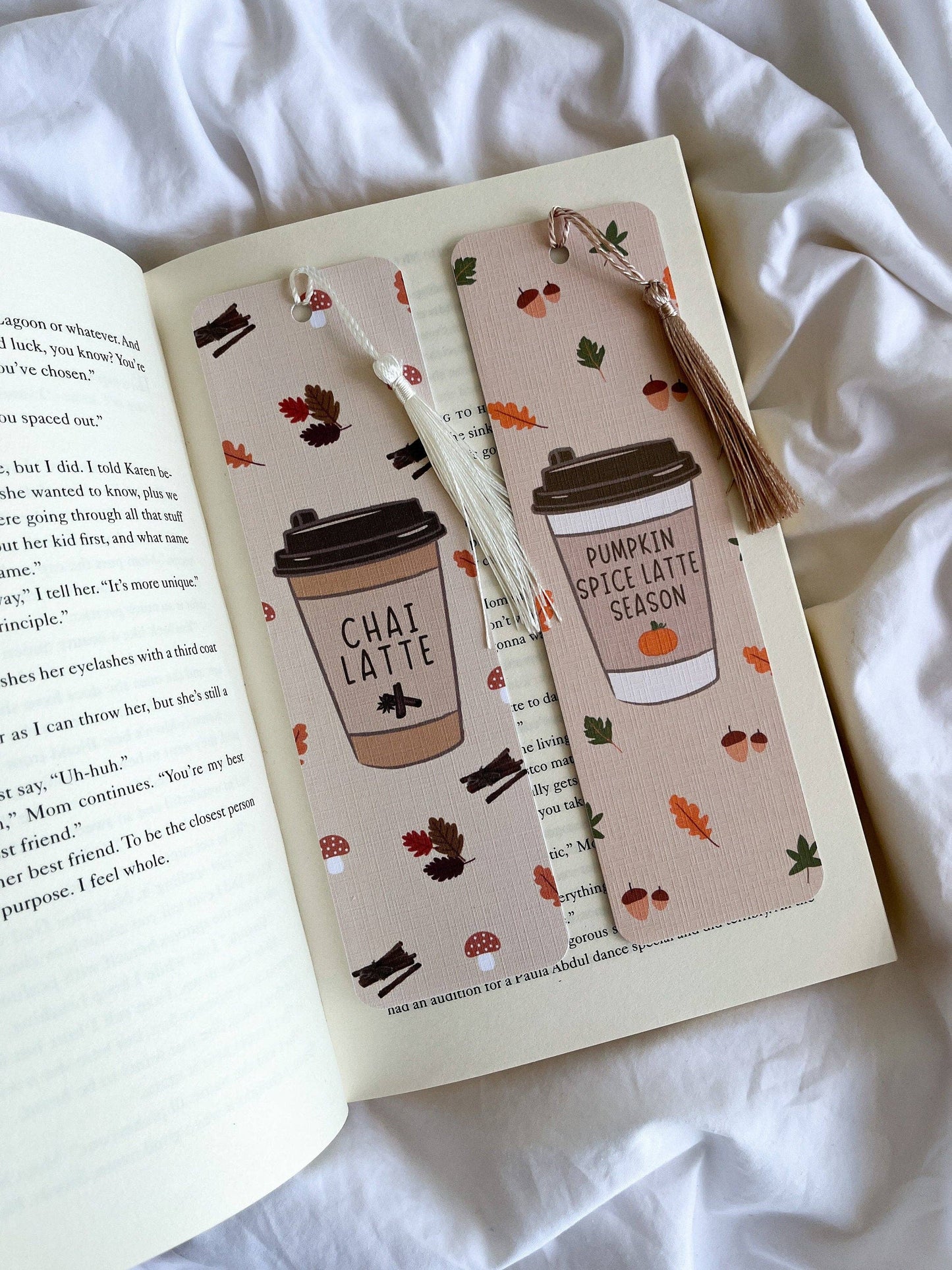 Coffee Bookmark | Autumn Fall Bookmarks | Pumpkin Spice Latte & Chai Latte Bookmark: Pumpkin
