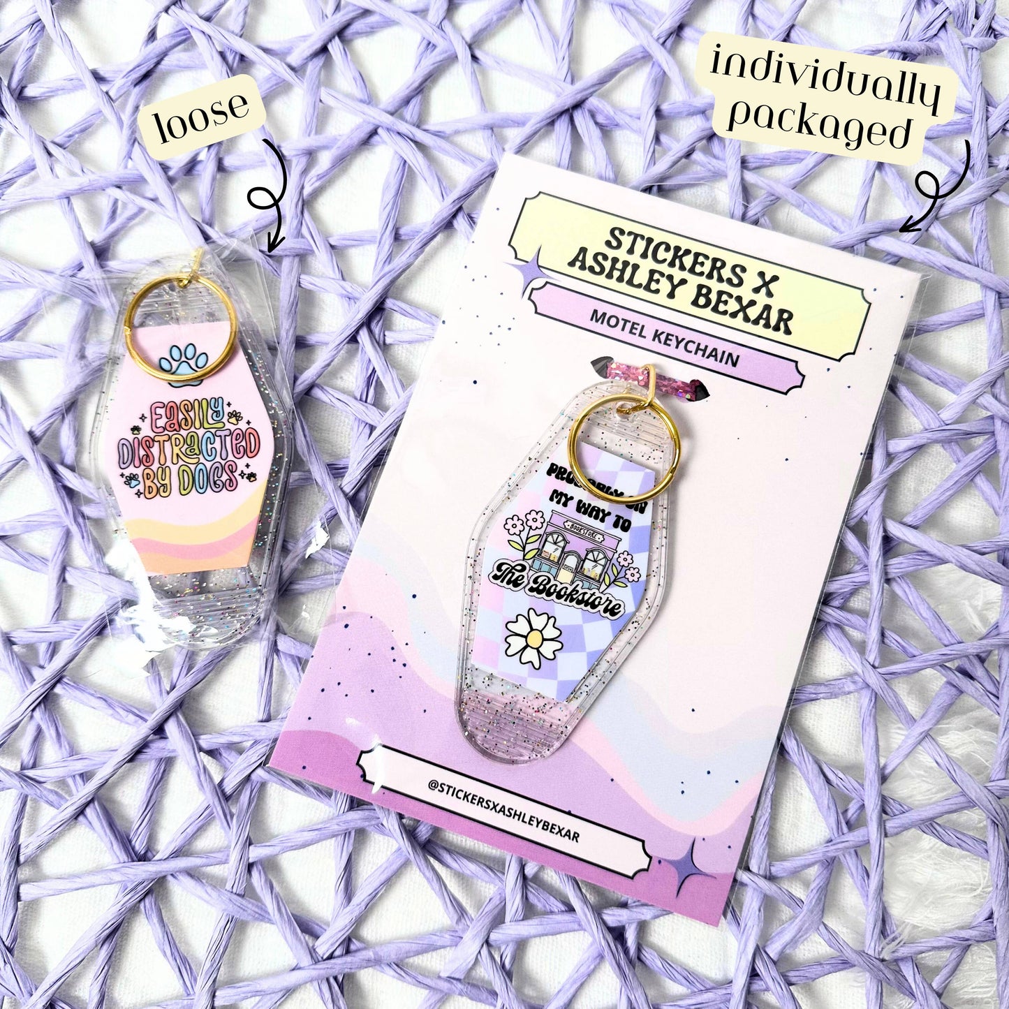 Funny Book Bookish Bookstore Books Motel Keychain: Standard: Loose / Glossy