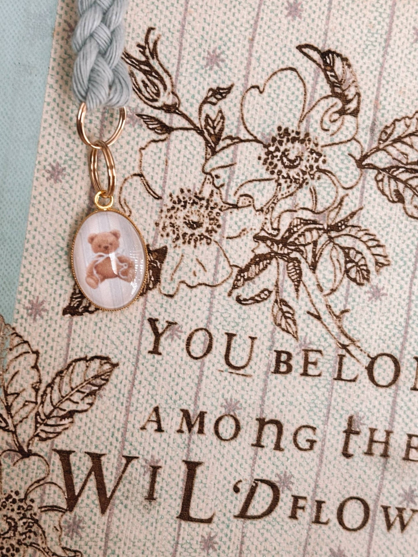 Teddy Bear Charm Bookmark Light Blue