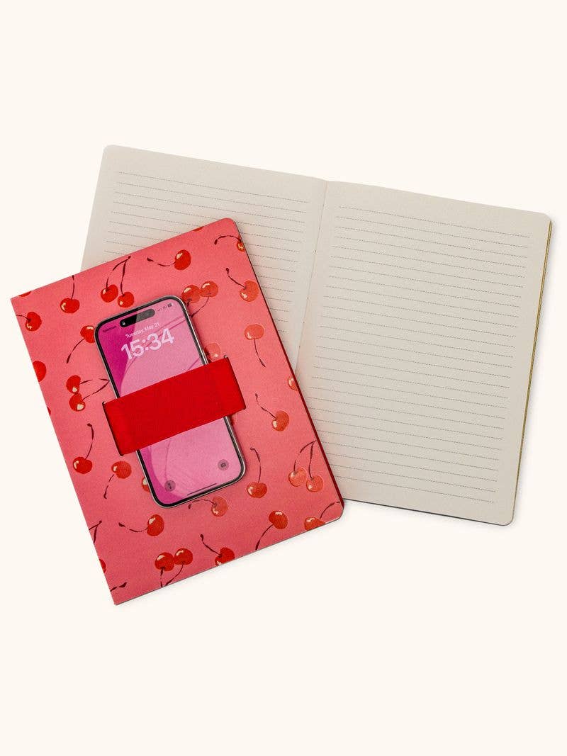 Fresh-Picked Cherries Casey Notebook with Phone Loop