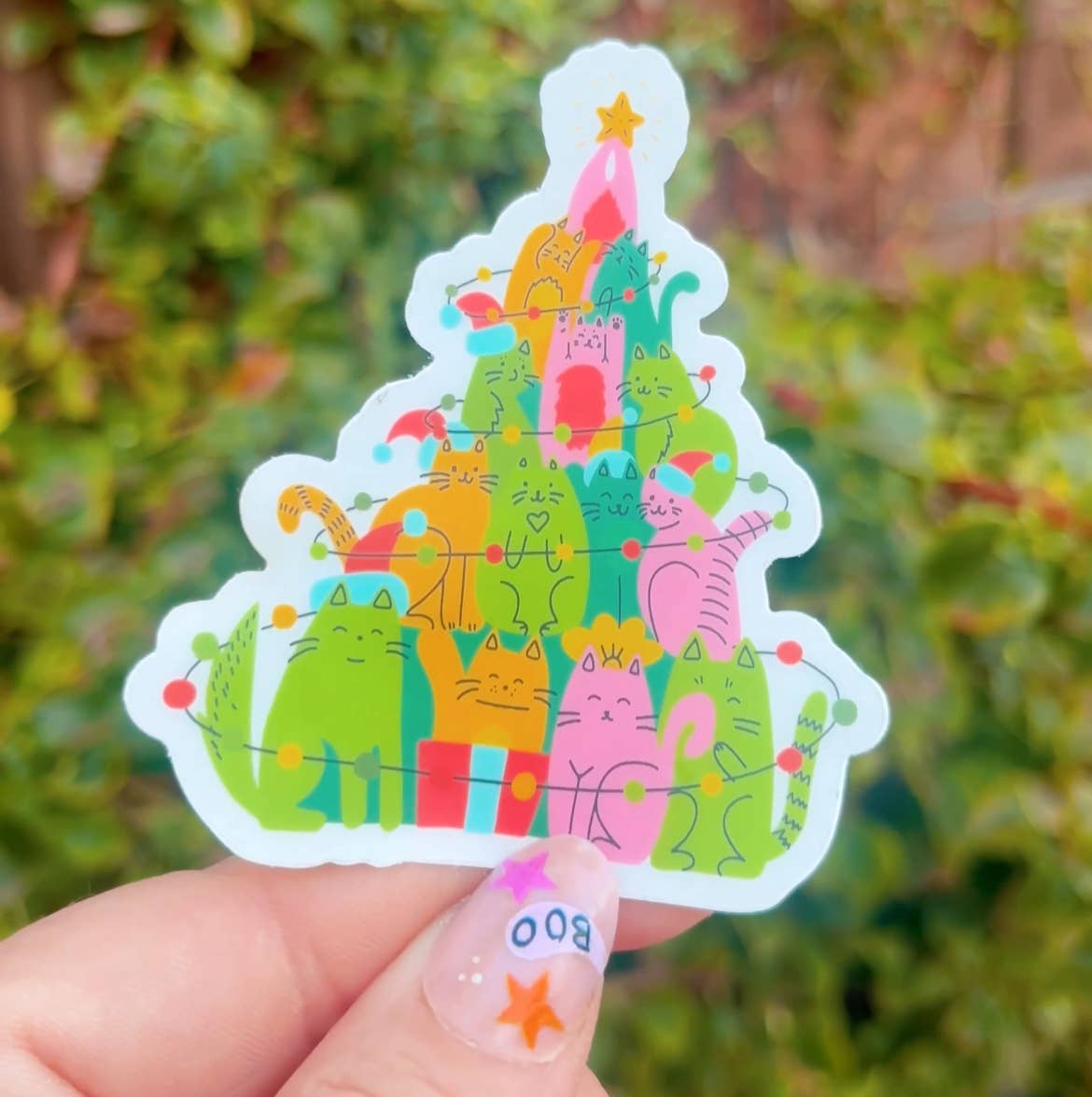 Cat-mas Christmas Kitty Holiday Meow Cats Xmas Tree Sticker: Single