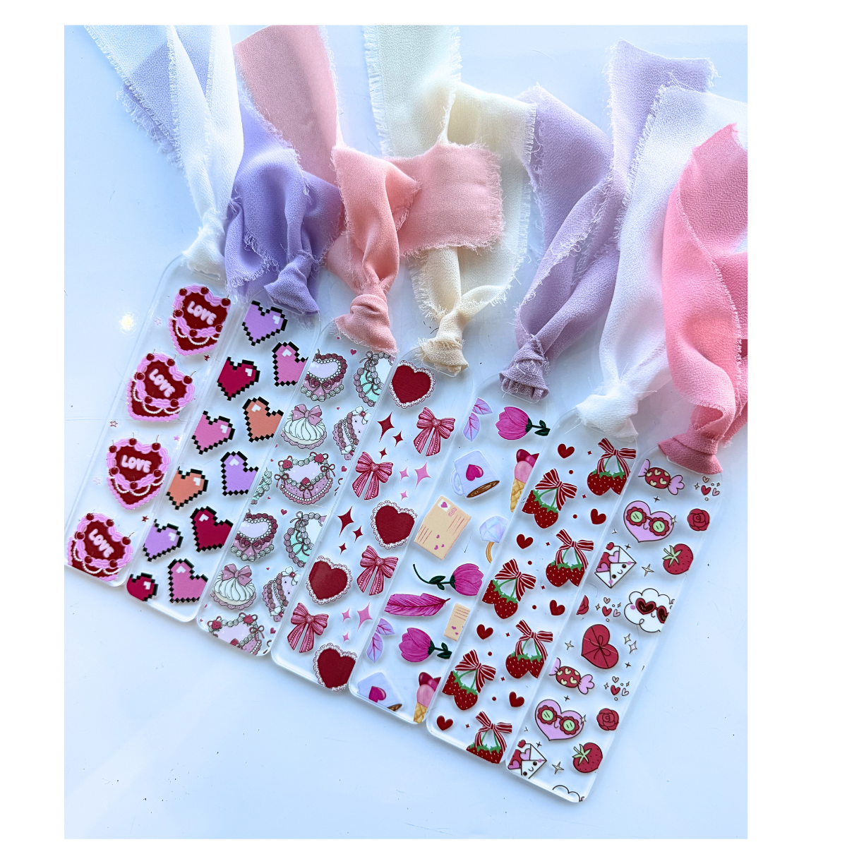 Valentine acrylic bookmarks-uv dtf: Valentines