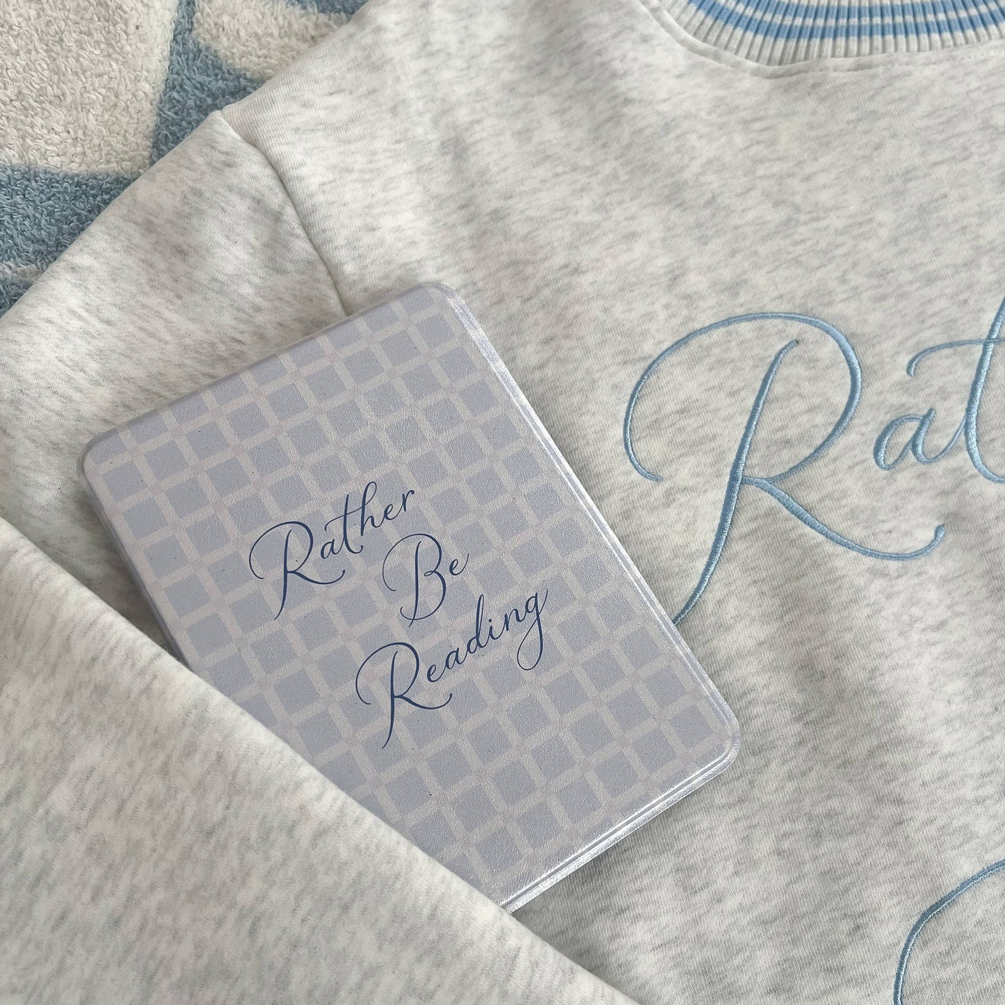 Rather Be Reading Sweatshirt: Ash Gray/Blue / Large