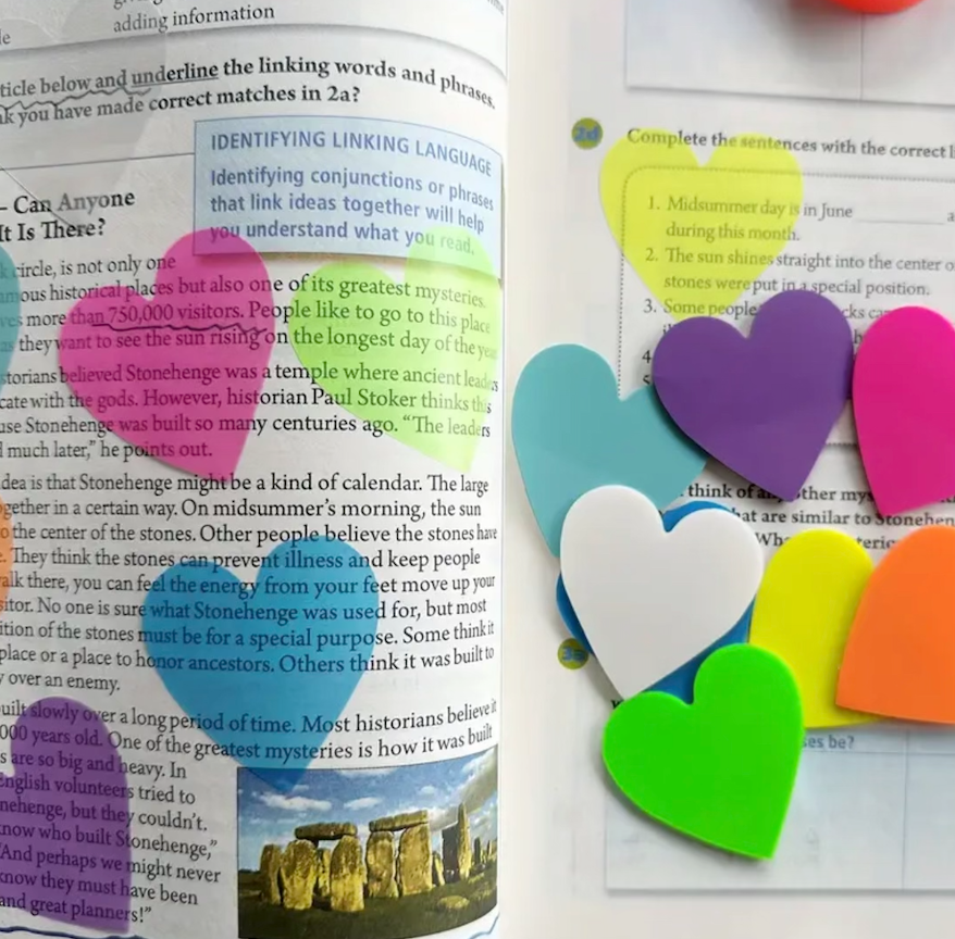 Heart-Shaped Transparent Bible Sticky Notes: Blue