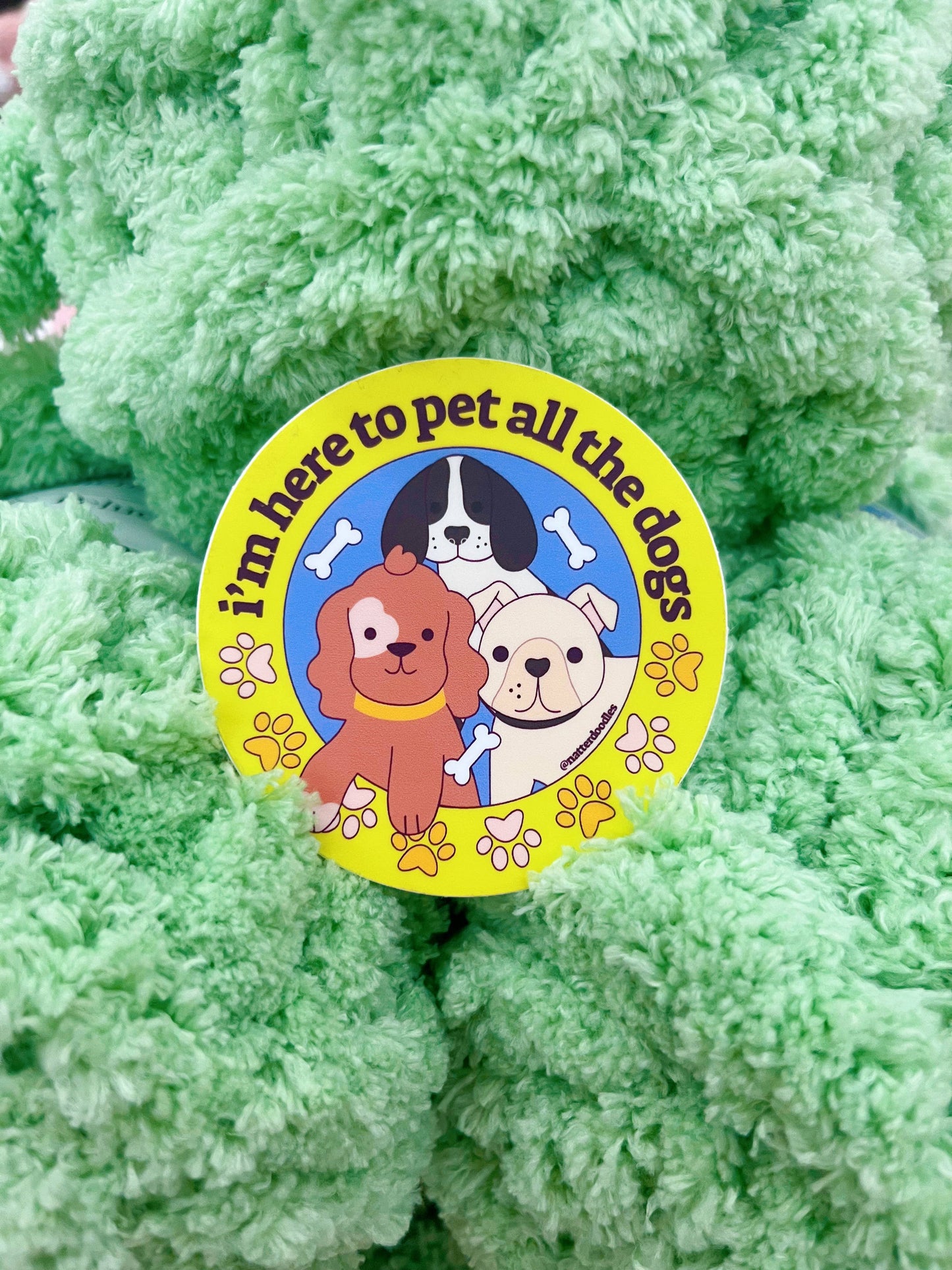 Here to Pet All the Dogs Puppy Pet Store Funny Sticker: Single