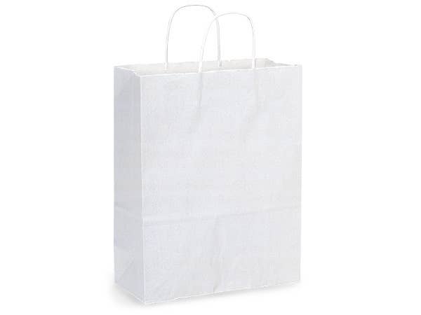 White Kraft Retail Paper Shopping Bags: 100 Pack / Cub 8x4.75x10"
