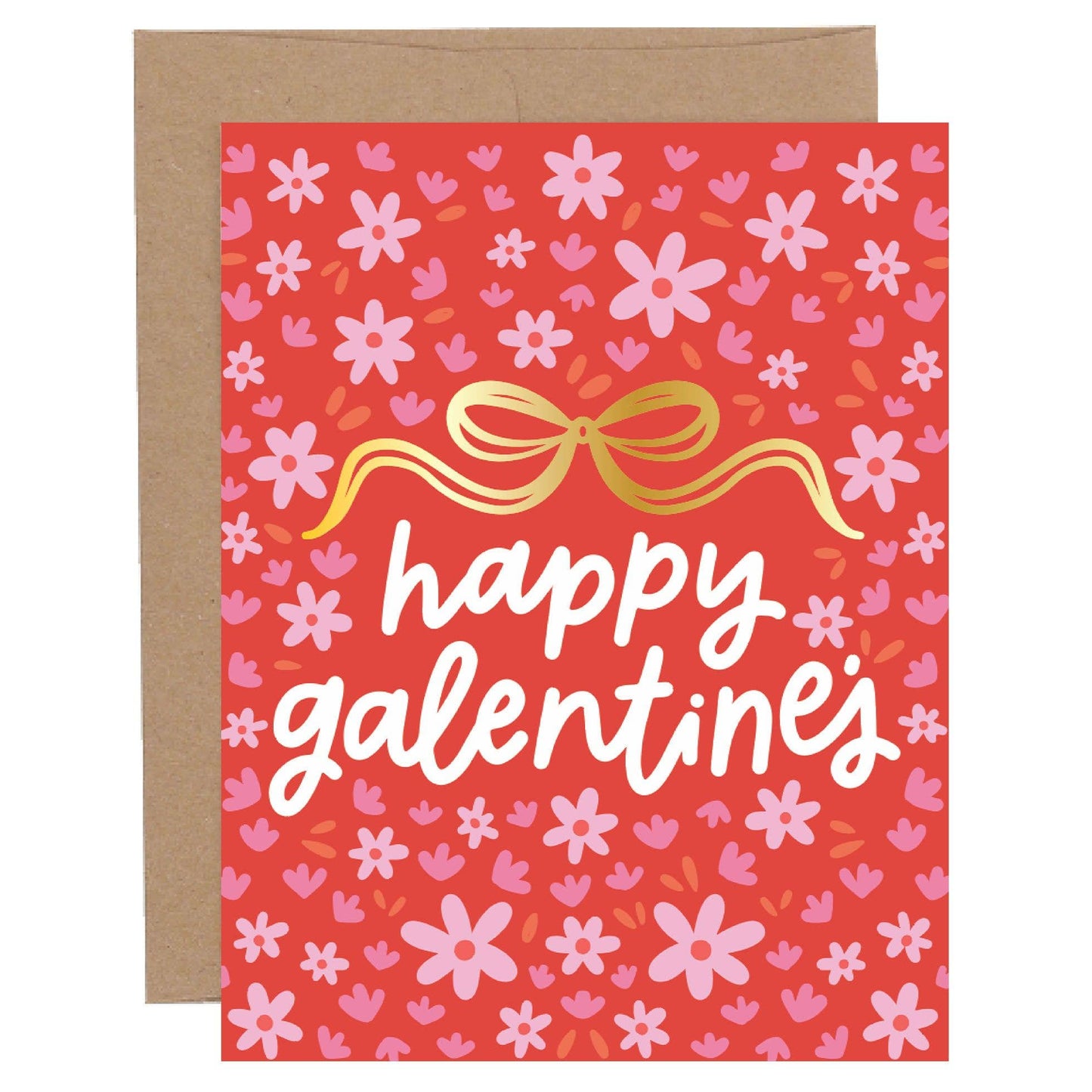 Happy Galentine's Bow & Flowers Valentine's Greeting Card