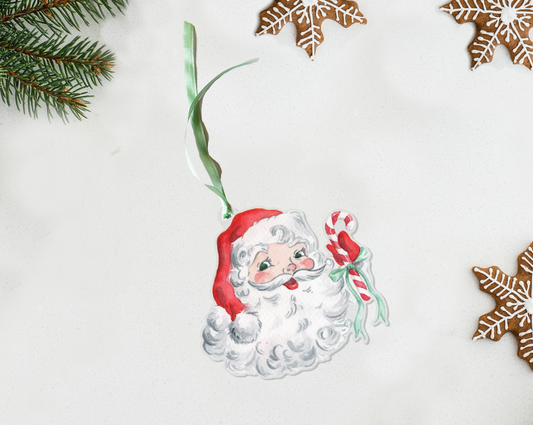 Classic Vintage Santa Acrylic Christmas Ornament