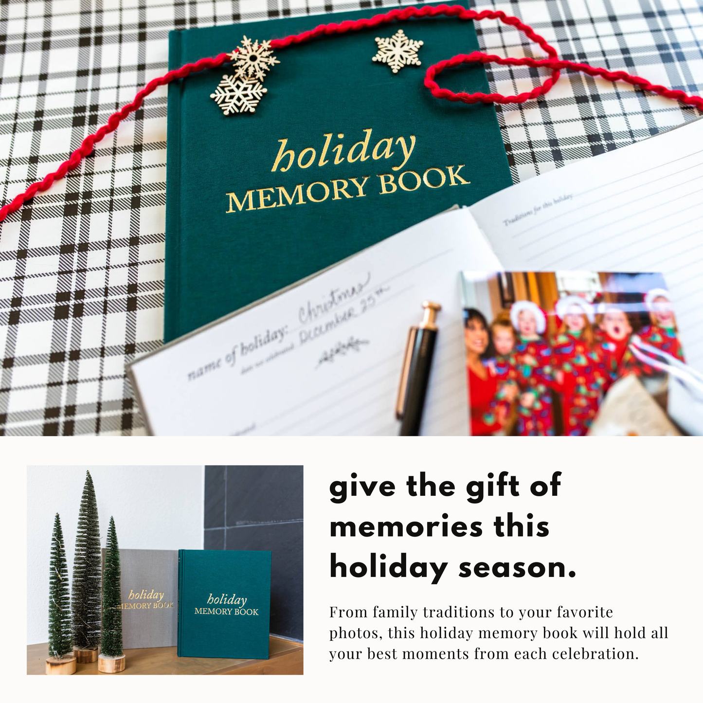 Holiday Memory Book & Family Keepsake | Memory Scrapbook: Emerald