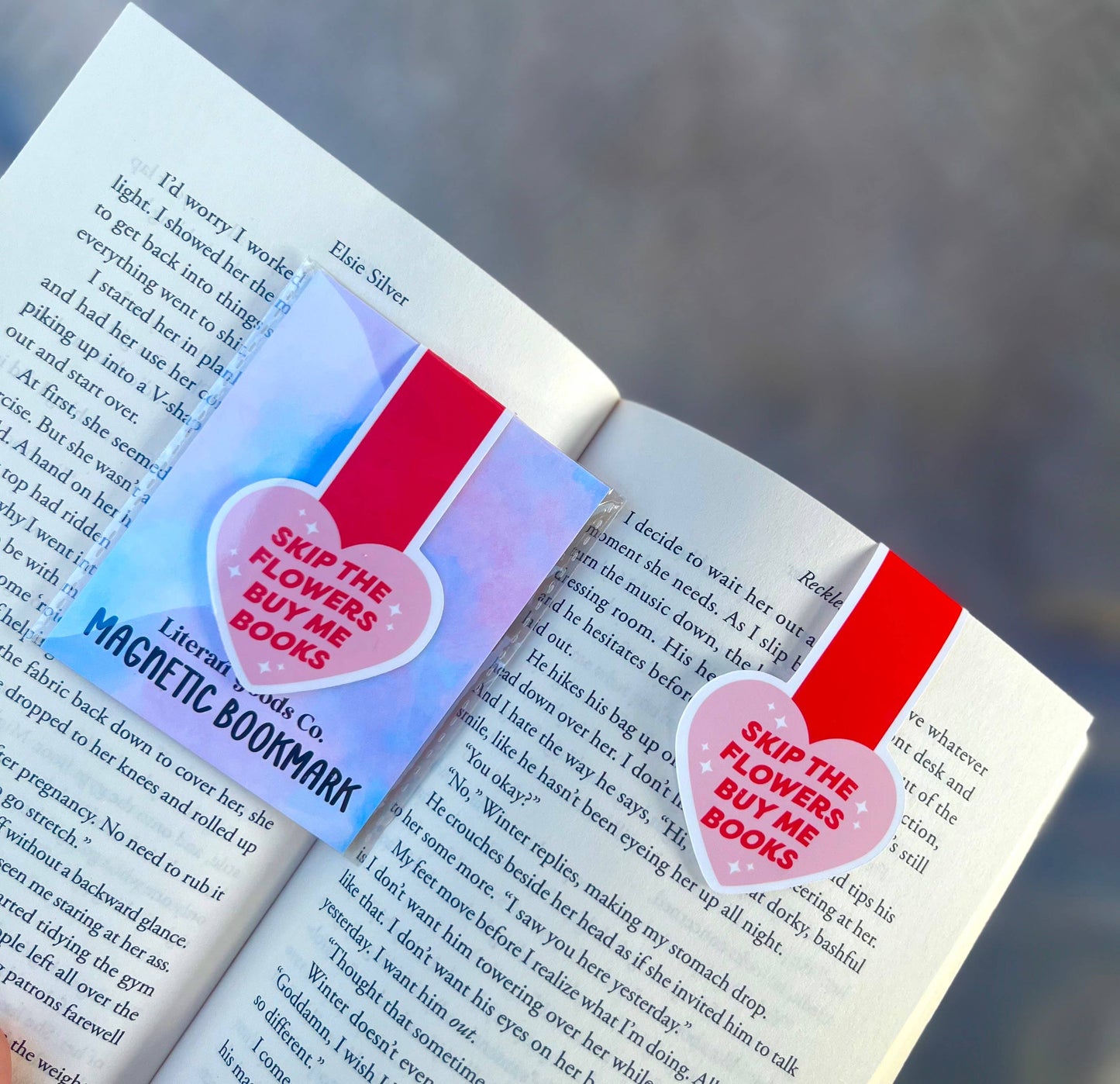 Magnetic Bookmark - Skip the Flowers Buy Me Books Pink