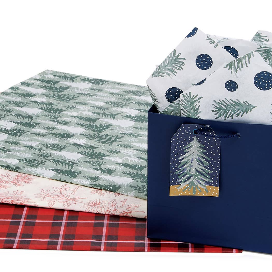 Christmas Print Bulk Tissue Paper: Christmas Bows / 120 Pack