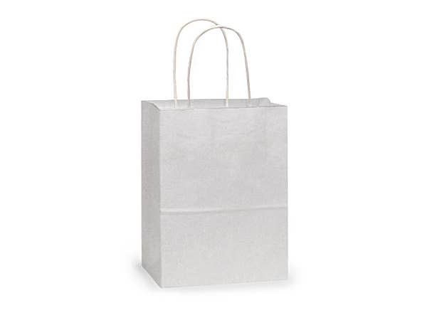 White Kraft Retail Paper Shopping Bags: 100 Pack / Cub 8x4.75x10"