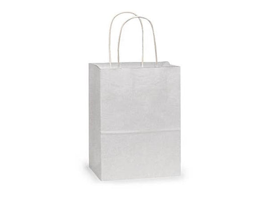 White Kraft Retail Paper Shopping Bags: 100 Pack / Rose 5.25x3.5x8.25"
