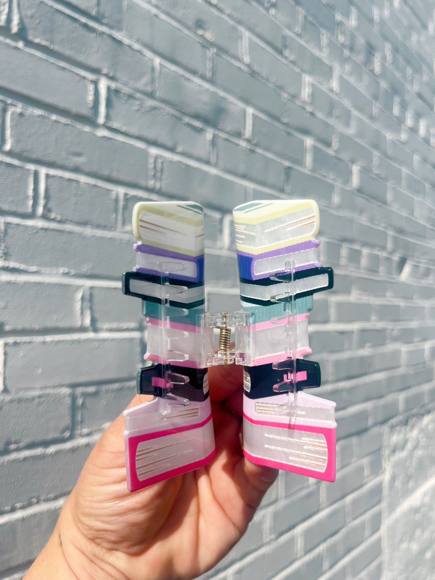 Read My Clips Book Stack Reading Bookstore Bookish Hair Claw: Multi-Colored