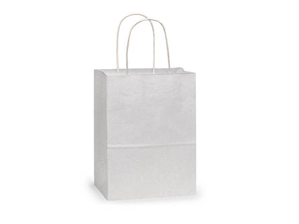 White Kraft Retail Paper Shopping Bags: 100 Pack / Rose 5.25x3.5x8.25"