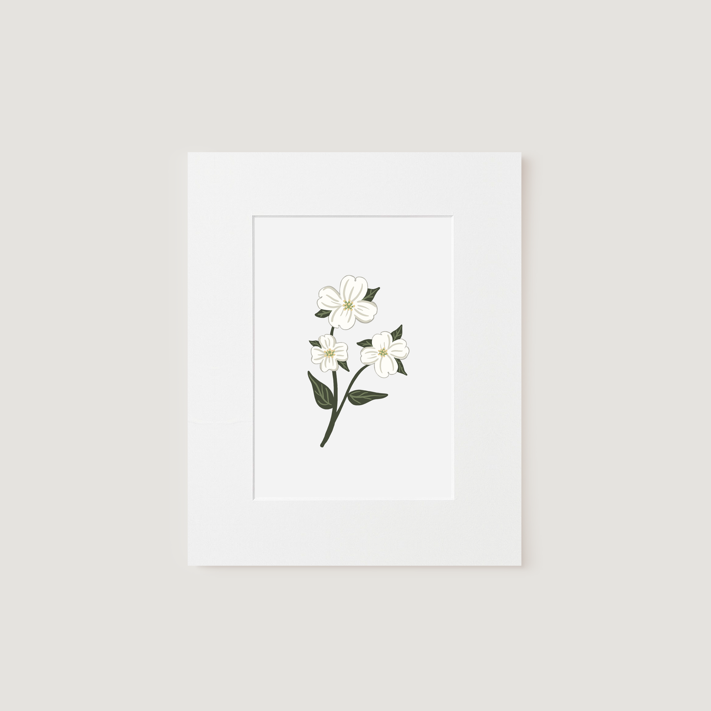 Matted Art Print, Dogwood (State Flower)