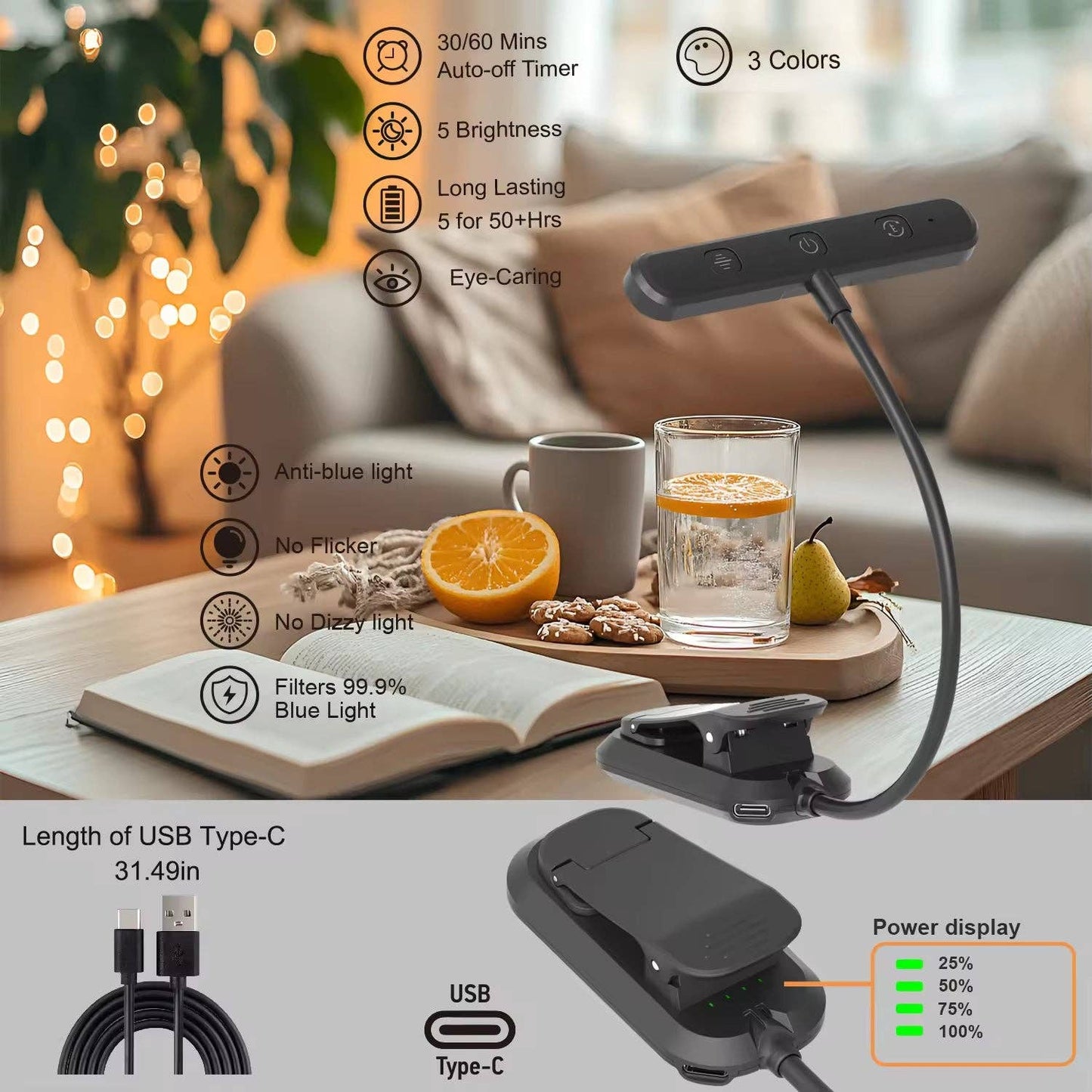 Usb Rechargeable Stepless Dimming Rotatable Mini Light Read: 1 Set(Mix & Match Colors)
