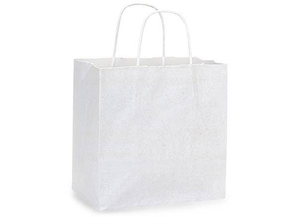 White Kraft Retail Paper Shopping Bags: 100 Pack / Rose 5.25x3.5x8.25"