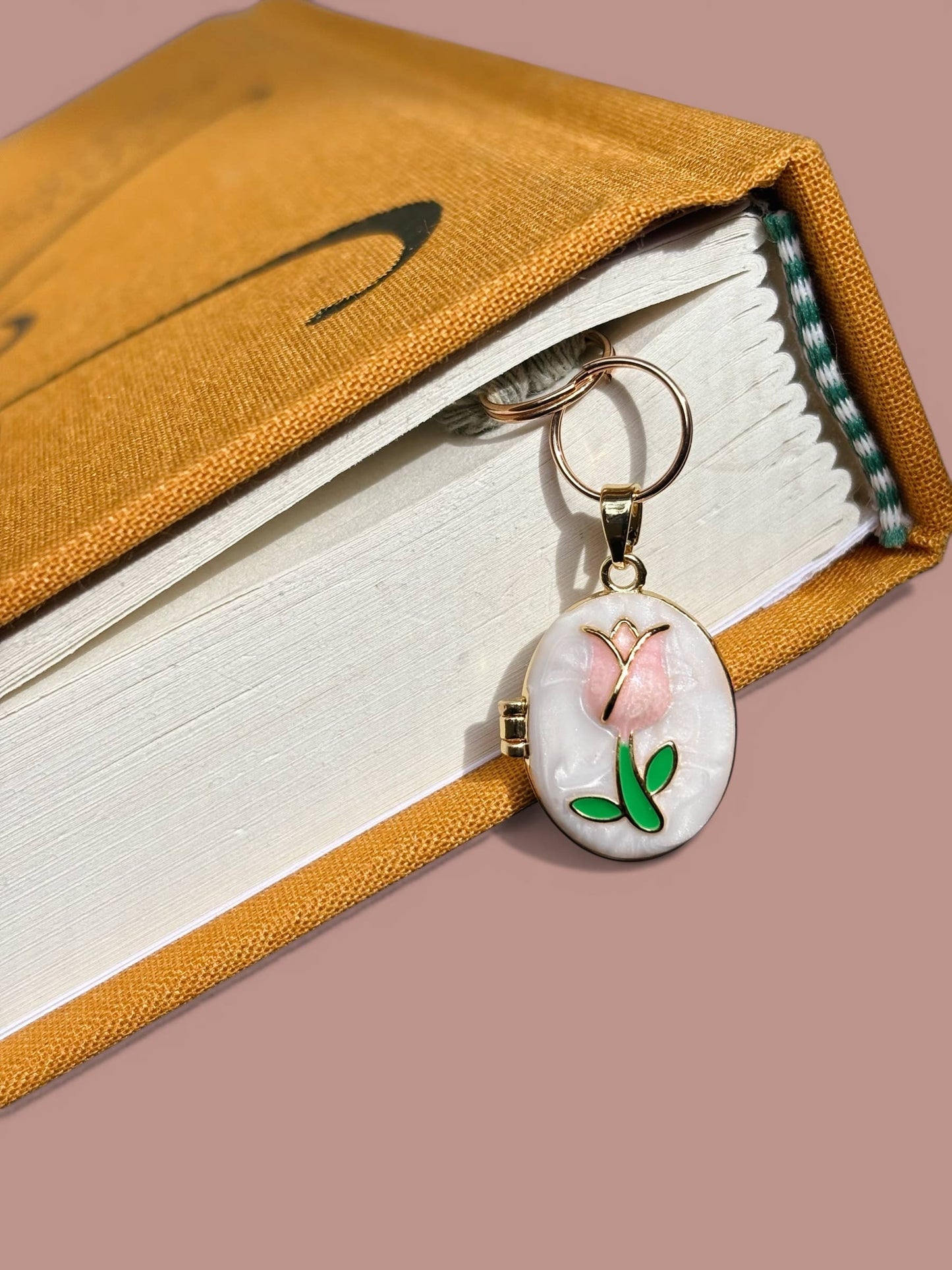 Tulip Locket Flower Bookmark -  Blush