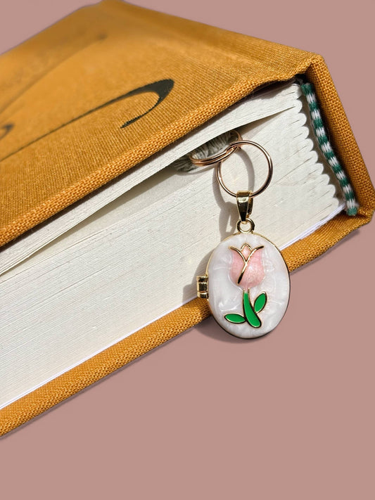 Tulip Locket Flower Bookmark -  Blush