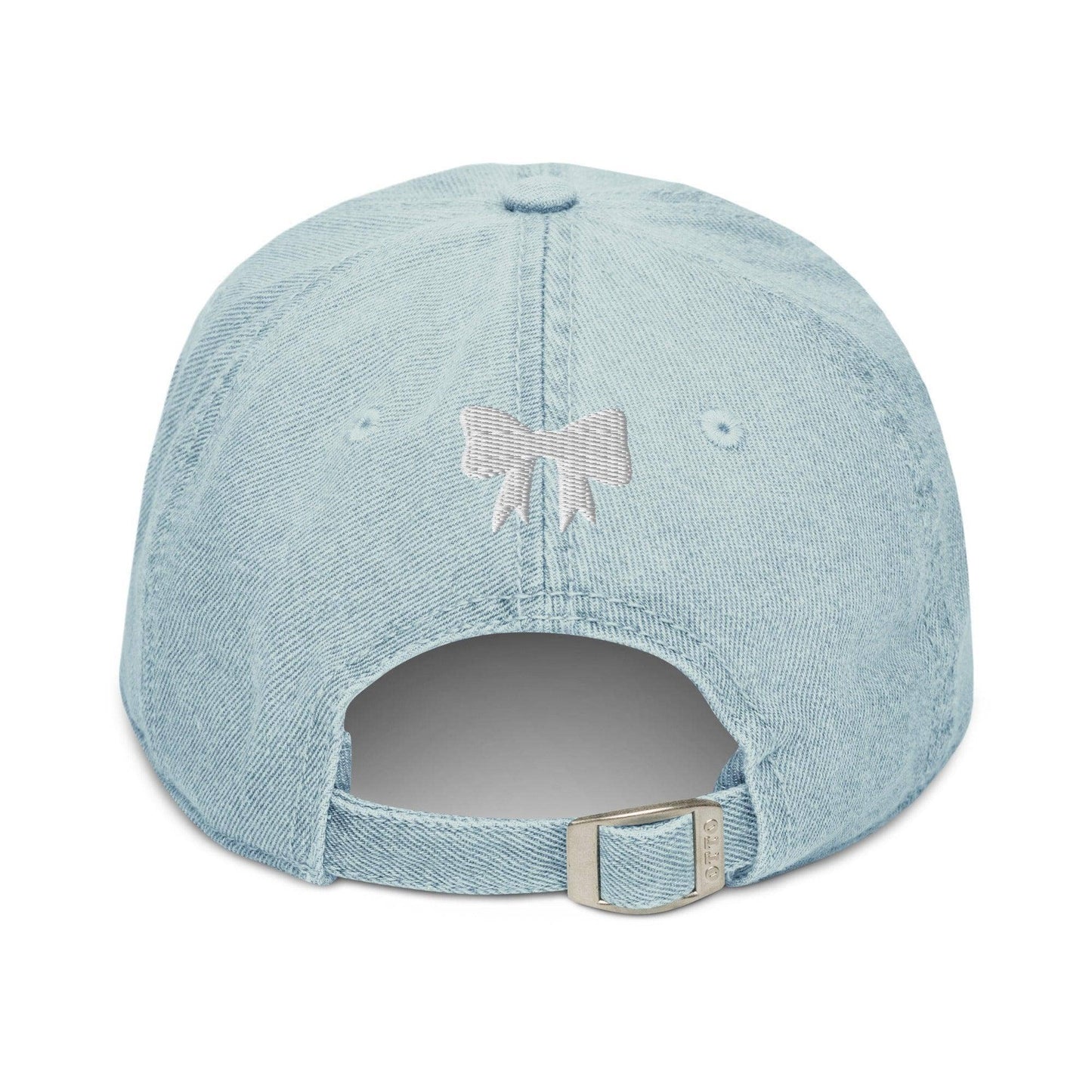 Bookish Girlie Embroidered Denim Hat: Blue