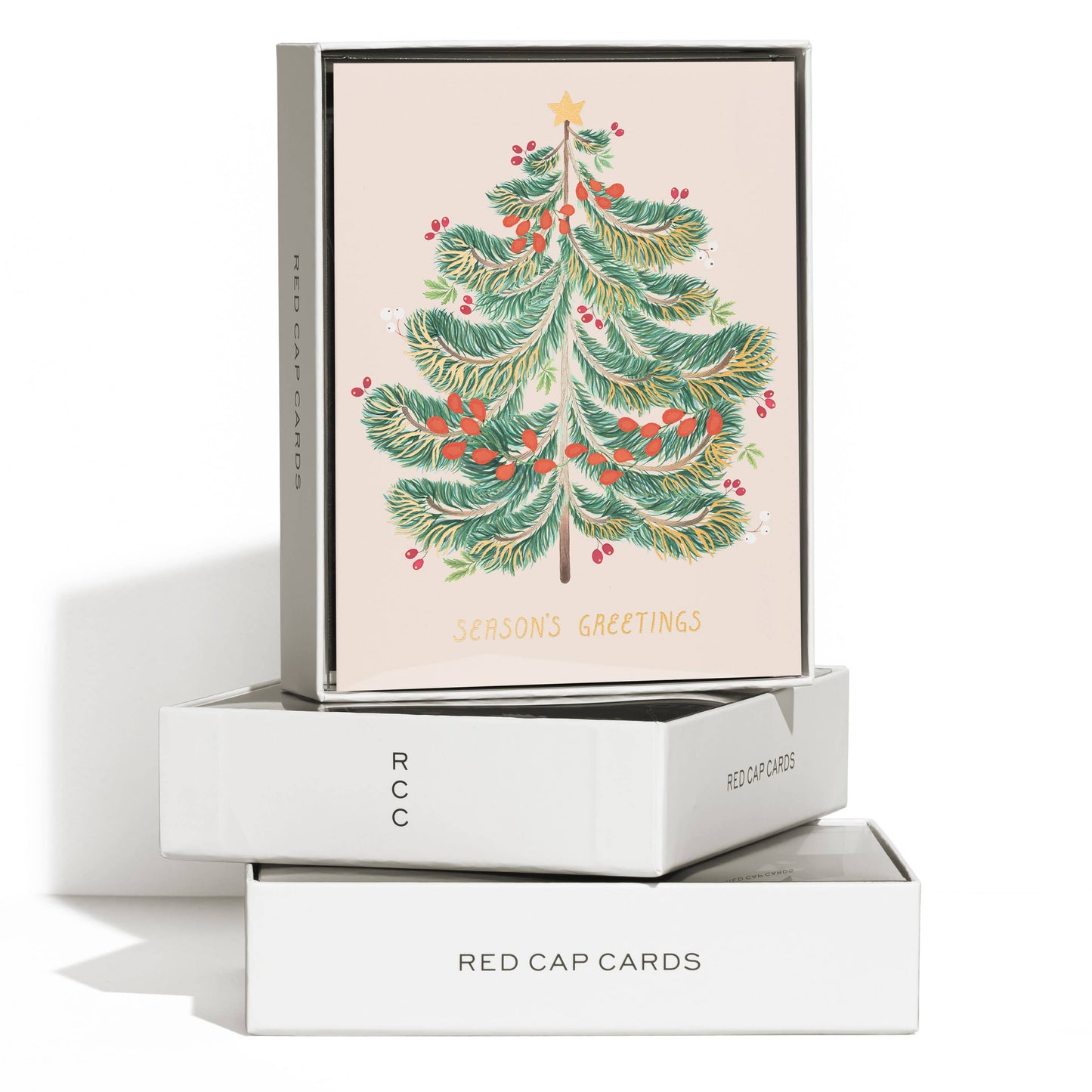 Festive Evergreen holiday greeting card: Single