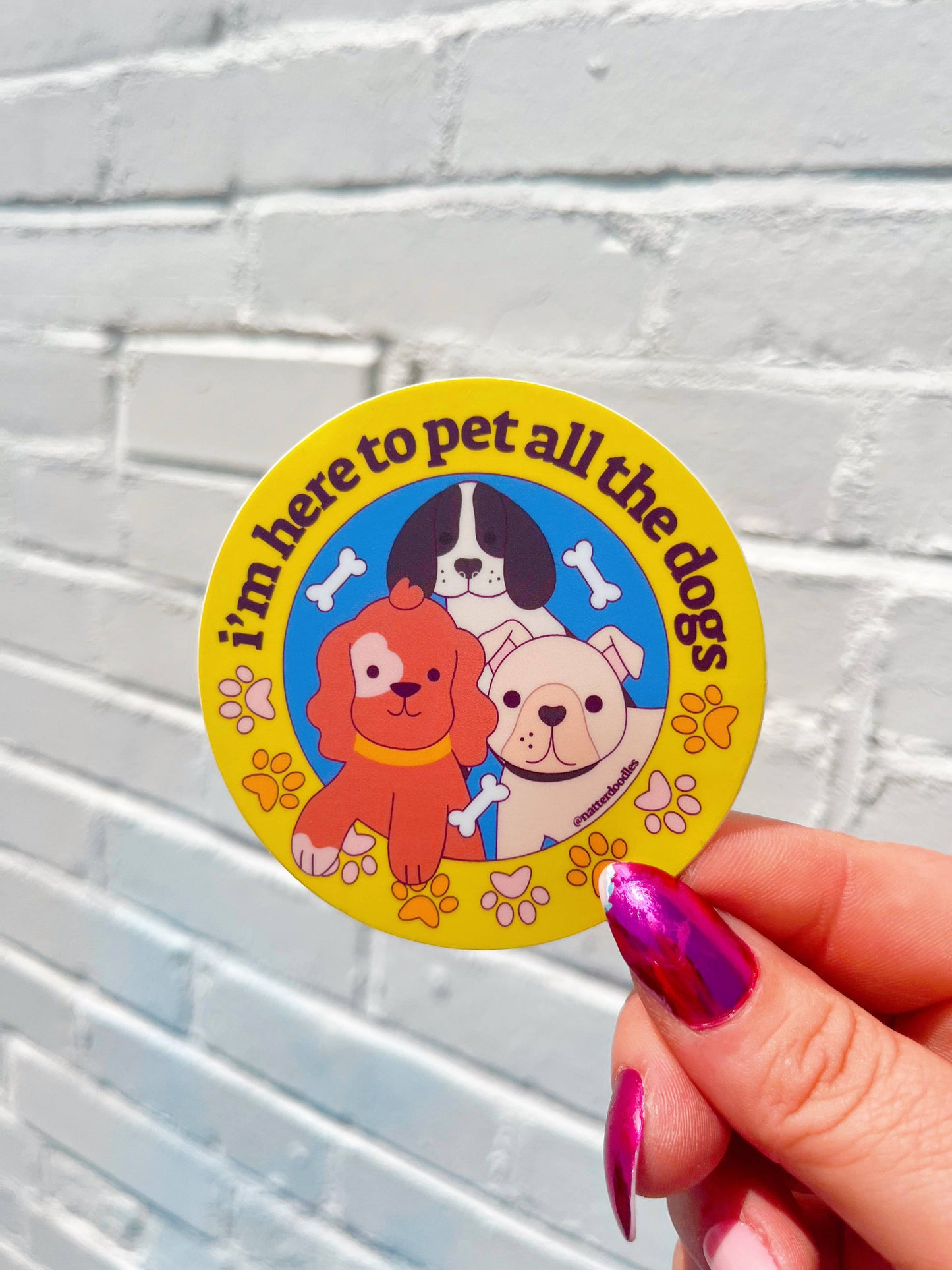 Here to Pet All the Dogs Puppy Pet Store Funny Sticker: Single