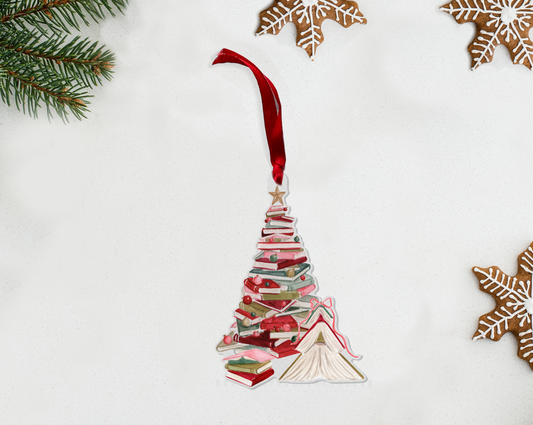 Stacked Books Christmas Tree Acrylic Ornament